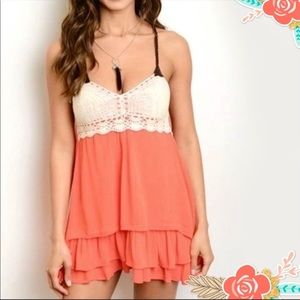 Orange and Cream Crochet Summer Dress